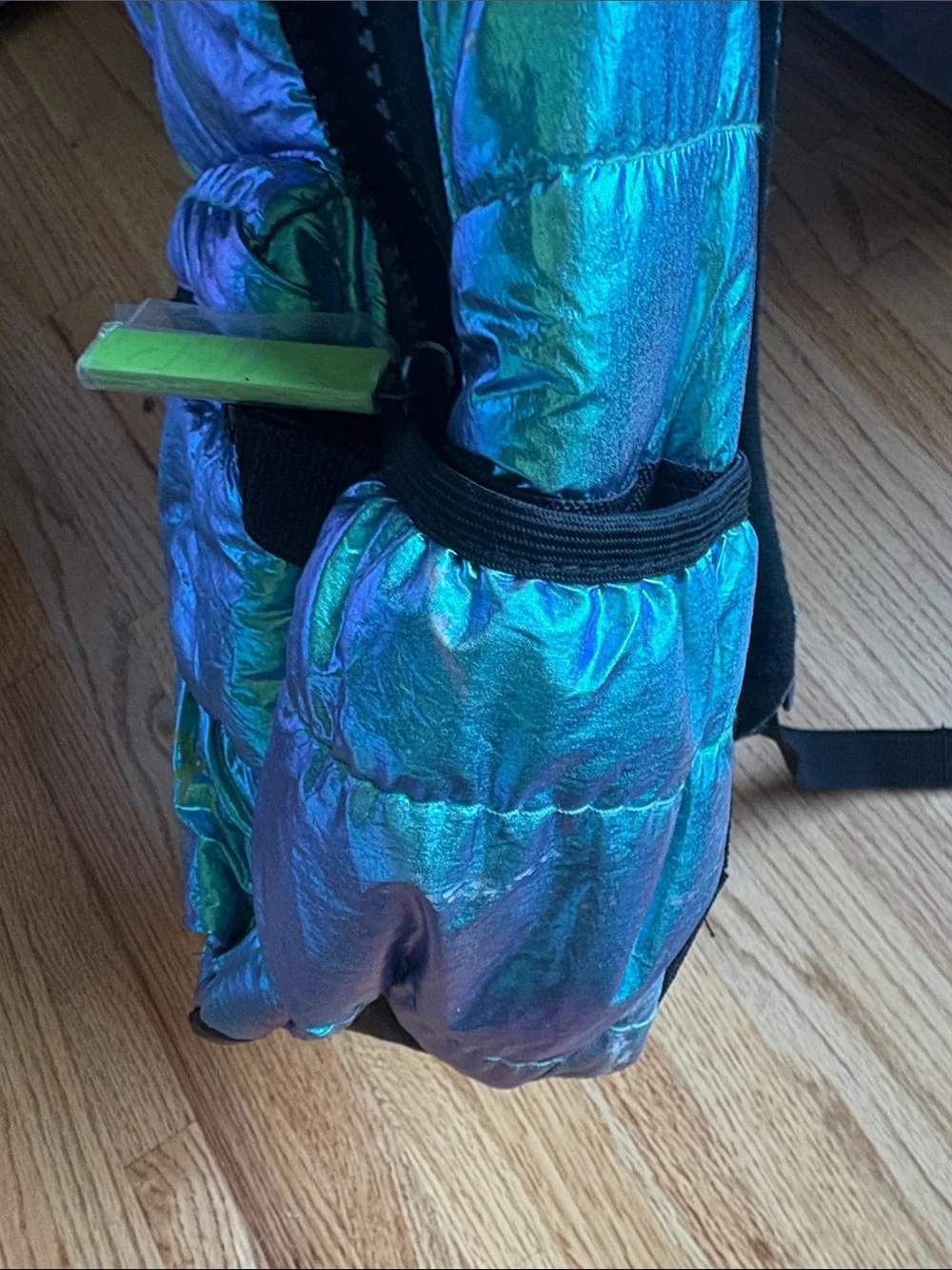 Justice Iridescent Teal Backpack with Lime Accents Super Puffer